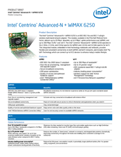 INTEL CentrUser's Guideino Advanced-N + WiMAX 6250 Datasheet