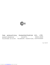 Acoustical Manufacturing Co. FM1 Manual