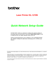 Brother HL 1270N - B/W Laser Printer Quick Network Setup Manual