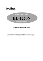 Brother HL 1270N - B/W Laser Printer Network User's Manual