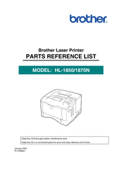 Brother HL 1850 - B/W Laser Printer Parts List