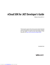 Vmware VCLOUD SDK 1.0 - FOR NET DEVELOPERS GUIDE Manual