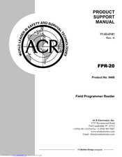 ACR ELECTRONICS FPR-20 PROGRAMMER Product Support Manual