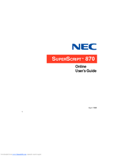 Nec 870 - SuperScript B/W Laser Printer Online User's Manual
