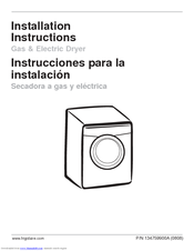 Frigidaire AEQ8000FG - Affinity 5.8 cu. Ft. Dryer Installation Instructions Manual