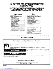 Kenmore 7965 - 600 5.9 cu. Ft. Capacity Gas Flatback Dryer Installation Instructions Manual