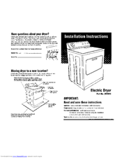 Whirlpool LEV4634JQ Installation Instructions Manual