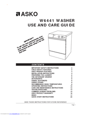 Asko W6441 Use And Care Manual