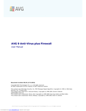 Avg AVG 9 ANTI-VIRUS PLUS FIREWALL - REV 90.29 User Manual