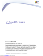 Avg AVG RESCUE CD - FOR WINDOWS V 85.2 User Manual