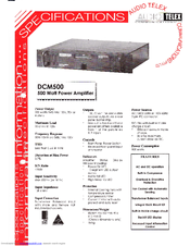 AUDIO TELEX DCM500 Datasheet