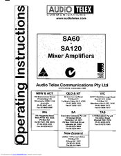 Audio Telex SA120 Operating Instructions