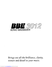 Bbe Sonic Maximizer 3012 Manual