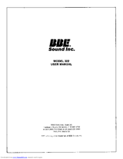 Bbe Sonic Maximizer 322 User Manual
