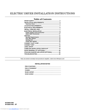 Whirlpool MEDE301YW Installation Instructions Manual