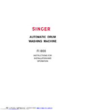 Singer FL800 Installation And Operation Instruction Manual