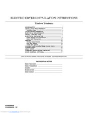 Whirlpool WED96HEAW Installation Instructions Manual