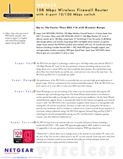 Netgear WGT624v2 - 108 Mbps Wireless Firewall Router Specifications