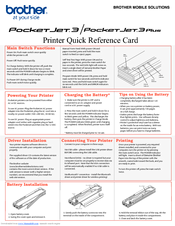 Brother PJ-522 - PocketJet3 B/W Direct Thermal Printer Quick Reference Card