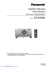 Panasonic PT-EX16K Operating Instructions Manual