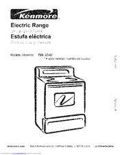 Kenmore 9746 - 30 in. Electric Range Use And Care Manual