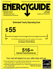 Electrolux EI23CS55GS - 22.5 cu. ft. Refrigerator Energy Manual