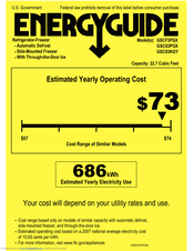 GE GSCS3PGXSS - 22.7 cu. Ft. Refrigerator Energy Manual