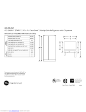 GE GSL22JGCLB Dimensions And Installation Information