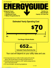 Sub-Zero BI-42S/O Energy Manual