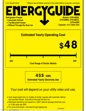 GE GTS16BBSRWW - 15.7 cu. Ft. Top-Freezer Refrirator Energy Manual
