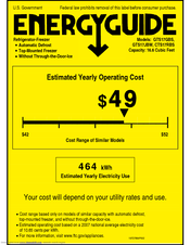 GE GTS17JBWWW - 16.6 cu. Ft. Top-Freezer Refrirator Energy Manual