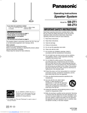 Panasonic SBZT1 - SPEAKER SYSTEM Operating Instructions Manual