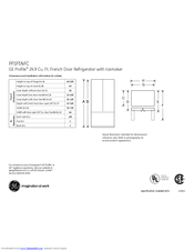 GE Profile PFSF5NFCBB Dimensions And Installation Information