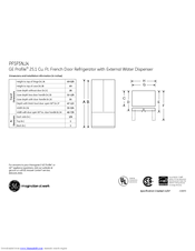 GE PFSF5NJXWW - 25.1 cu. Ft. Refrigerator Dimensions And Installation Information