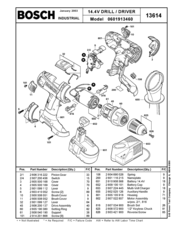 Bosch 13614-2G - 14.4V Brute Tough Cordless Parts List