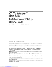 ATI Technologies TV Wonder USB Edition User Manual