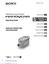 Sony DCR HC21E - PAL Digital MiniDV Handycam Camcorder Operation Manual