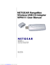 Netgear WPN111 - RangeMax Wireless USB 2.0 Adapter Reference Manual