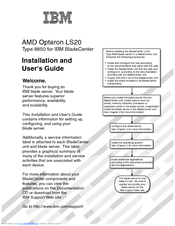 IBM AMD Opteron LS20 Type 8850 Installation And User Manual