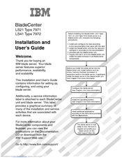 IBM LS21 - BladeCenter - 7971 Installation And User Manual