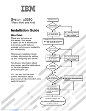 IBM System x3350 Type 4192 Installation Manual