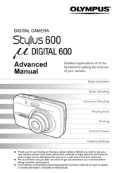 Olympus 225690 - Stylus 600 6MP Digital Camera Advanced Manual