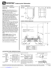 Maytag Jetclean MDB4621AW Dimension Manual