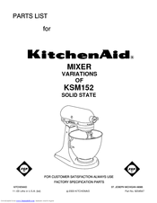 KitchenAid KSM152PSCP - Custom Metallic 5-qt. Stand Mixer Parts List
