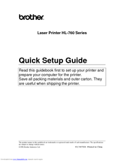 Brother HL 760 - B/W Laser Printer Quick Setup Manual