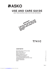 Asko T741C Use And Care Manual