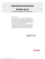 Asko T743 Operating Instructions Manual