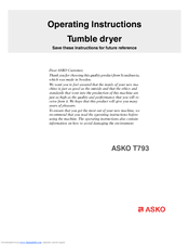 Asko T793 Operating Instructions Manual