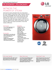 LG SteamDryer DLGX2651W Specifications
