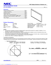 NEC MultiSync X401S Installation Manual